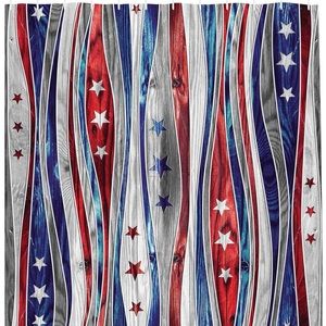Digital American Flag Colored Wood Stripes With 12 Hooks 69" Wx75" L